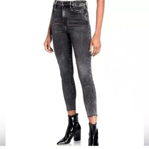 FRAME ALI Sz 29 High Rise Cigarette Skinny Jeans Rockstar Black Gray Acid Wash